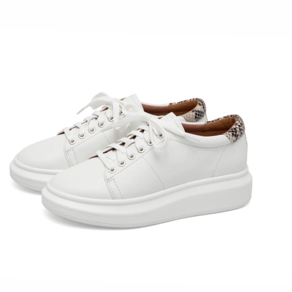 KELSEY Platform Sneakers Shoes Phyton Print White Lace-Up White Platform sz 9